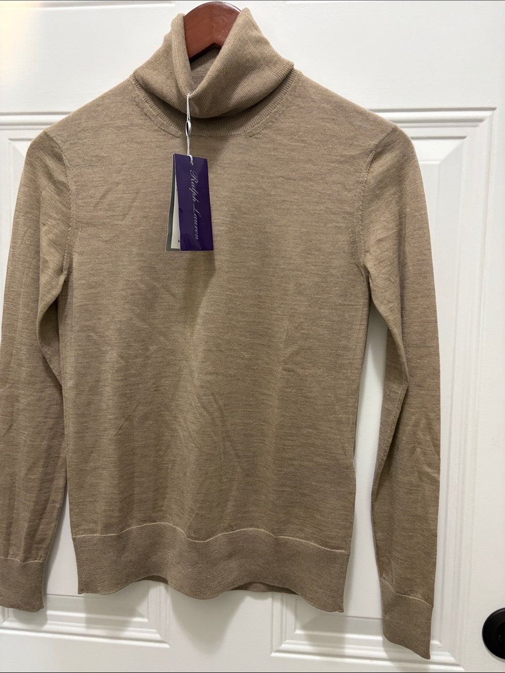 Ralph Lauren Women's Tan Cowl Turtleneck Sweater